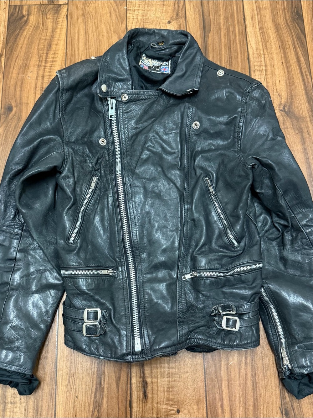 Vtg Leather Motorcycle Jacket Men’s 40 Biker Double Rider Zip Distressed